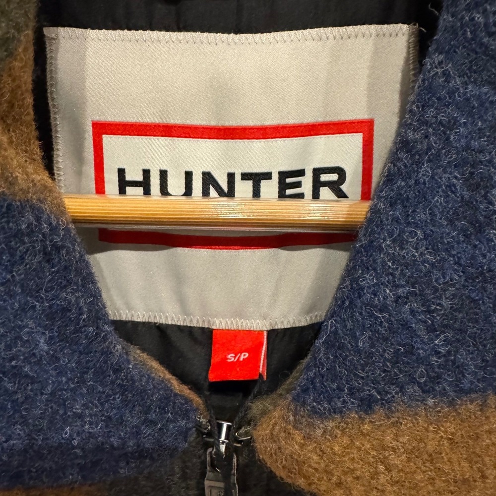 Hunter Elia Boiled Wool Plaid Jacket Small S Zip Up Collared Flap Pocket NWT - Picture 4 of 10